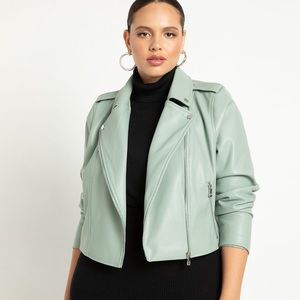 Eloquii Mint Green Faux Leather Moto Jacket - US 18/20